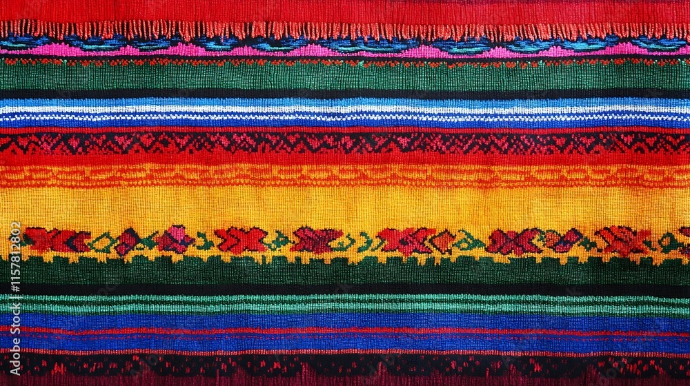 Vibrantly Colored Textile Close-Up Photo: Intricate Geometric Patterns in Bold Hues. AI Generated Vibrantly Colored Textile Close-Up Photo: Intricate Geometric Patterns in Bold Hues. AI Generated