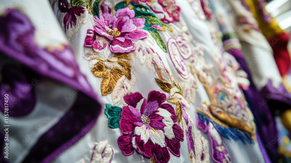 Fototapeta premium Vibrant Costumes with Detailed Embroidery in Festival