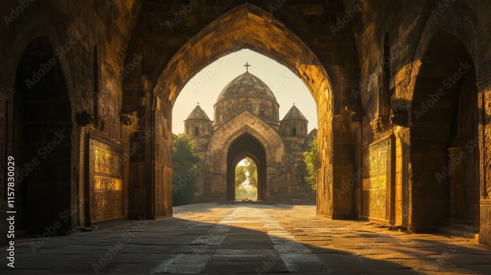 Ancient Church with Stunning Architecture in Scenic Light Ancient Church with Stunning Architecture in Scenic Light