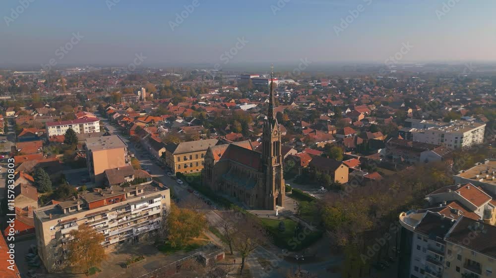 Saint George's Church in Subotica - aerial view from drone Saint George's Church in Subotica - aerial view from drone