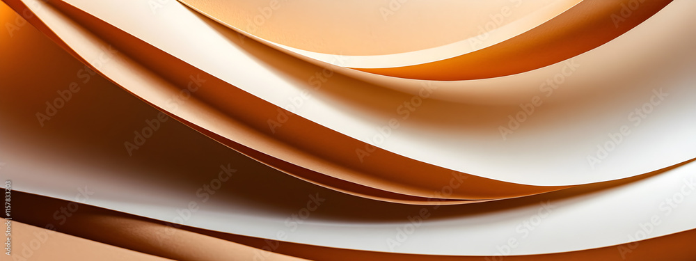 Fototapeta premium Texture beige colored paper, edge of paper slightly curved. Place for text. Background layout for design. Paper concept.