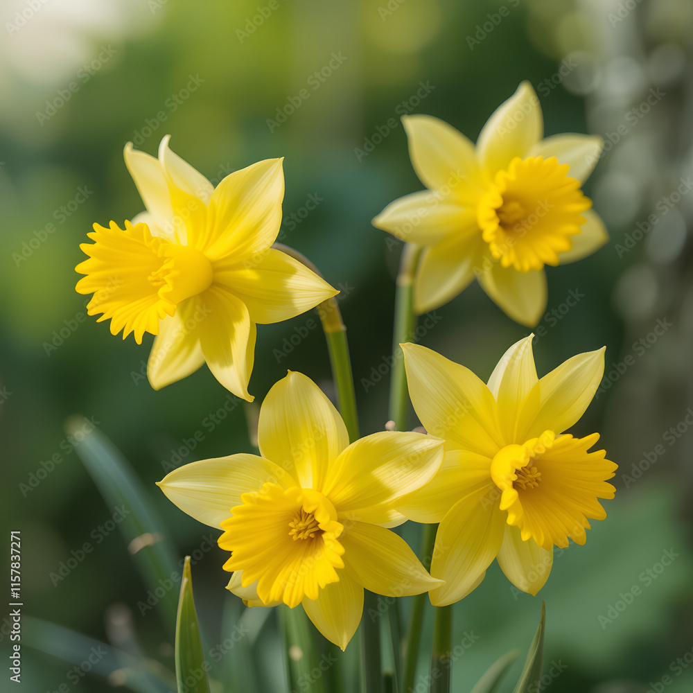Obraz premium yellow daffodil flowers isolated on transparent background 