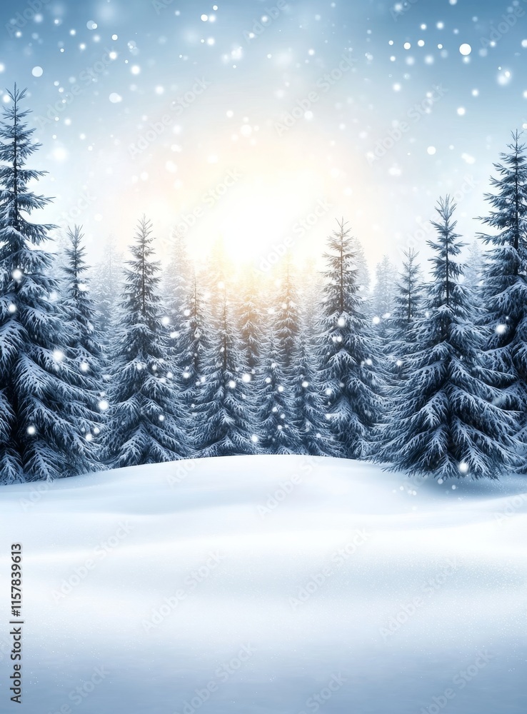Forest bathed in frost. A winter scene. Trees enveloped in snow Forest bathed in frost. A winter scene. Trees enveloped in snow