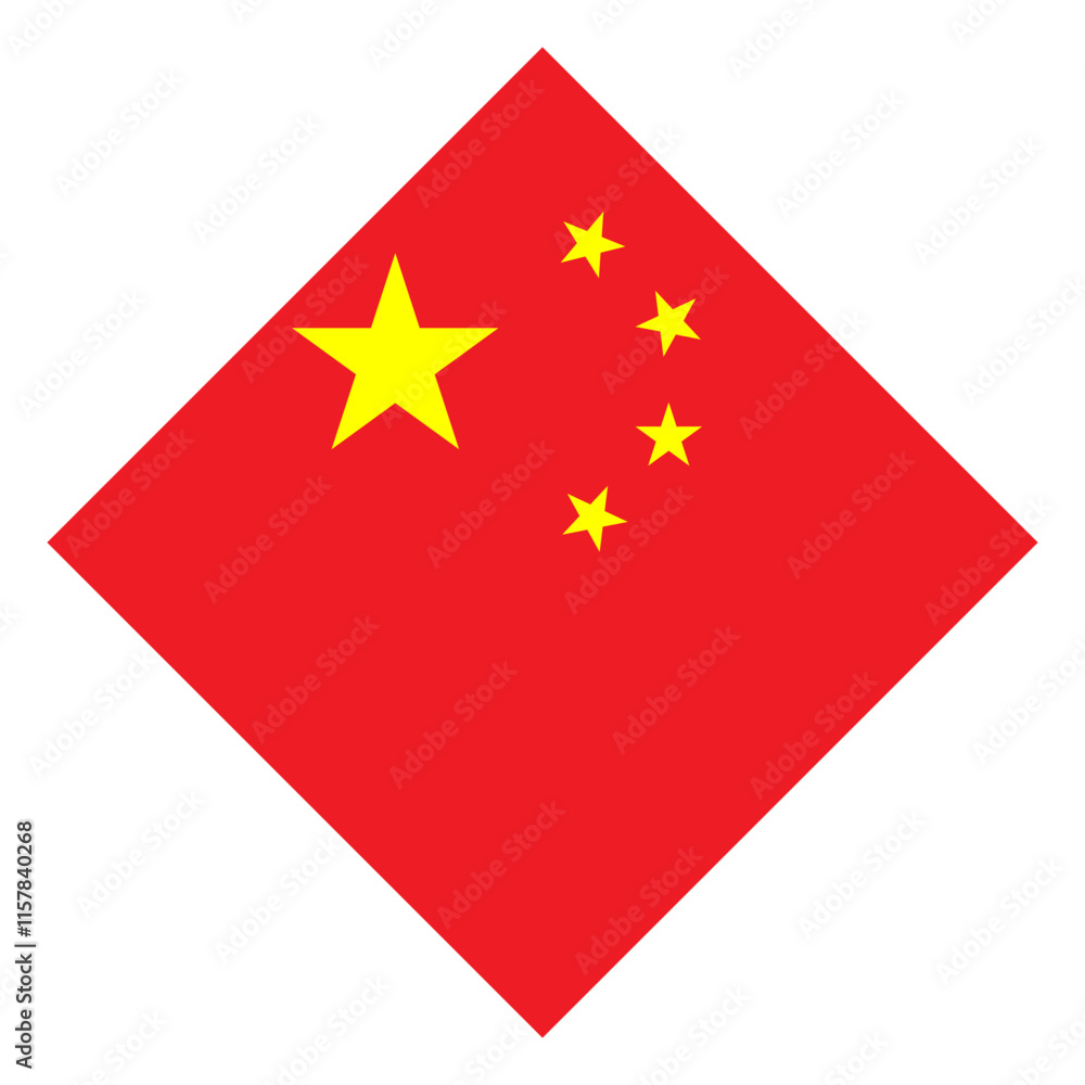 Rhombus China Flag with Red Color and Five Yellow Star Rhombus China Flag with Red Color and Five Yellow Star