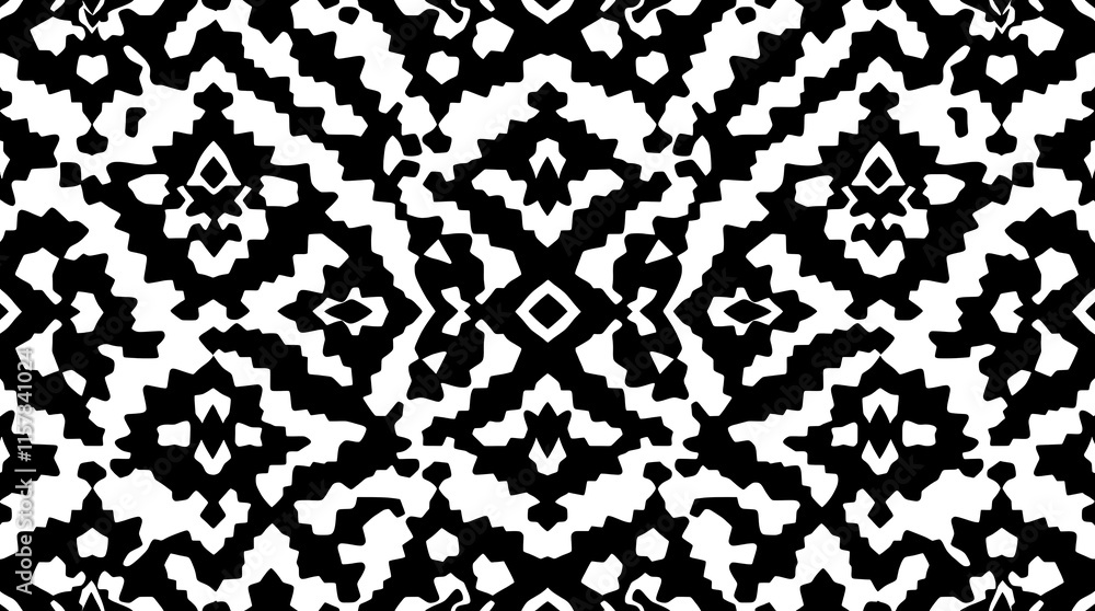 Abstract Black and White Ikat Pattern Abstract Black and White Ikat Pattern