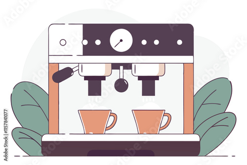 Coffee machine espresso hot beverage vector illustration