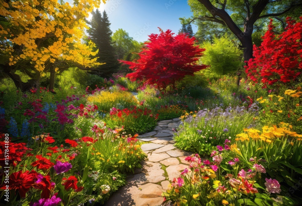 Naklejka premium vibrant nature displaying eco friendly practices flourishing lush sustainable approaches inviting environment, aesthetics, air, balance, biodiversity