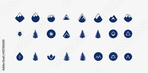 bundle mountain adventure outdoor logo modern set illustration design collection camping wild life style hobby sport photo