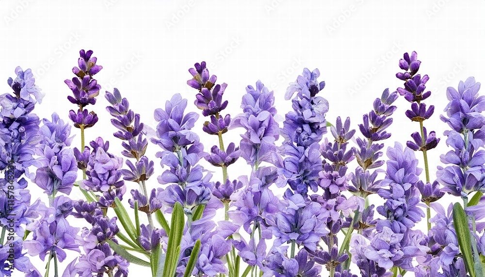 Naklejka premium Seamless Border of Tender Watercolor Lavender Flowers on Transparent Background Perfect for Invitations, Stationery, and Floral Designs