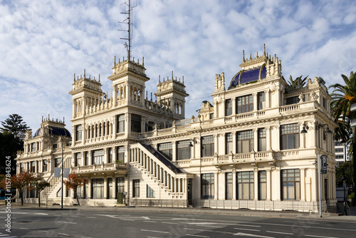 view of the modernist building La Terraza facade in A Coruña, Spain on a sunny day photo