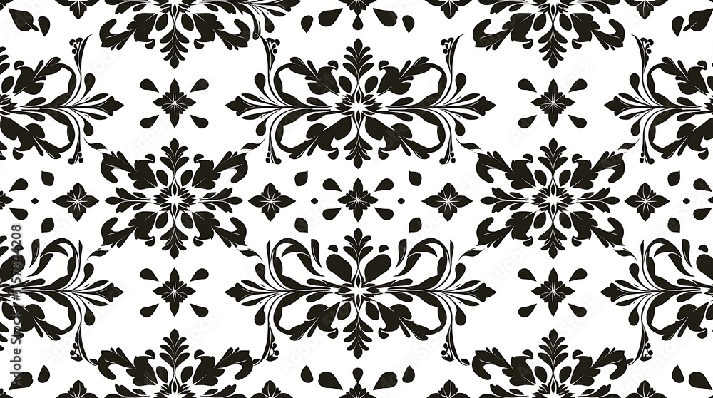 Black and White Damask Pattern: A classic and elegant damask pattern in black and white, featuring intricate swirls and floral motifs. Perfect for adding a touch of sophistication to your designs. Black and White Damask Pattern: A classic and elegant damask pattern in black and white, featuring intricate swirls and floral motifs. Perfect for adding a touch of sophistication to your designs.