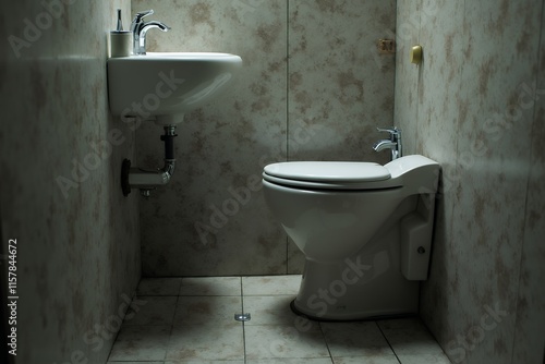 Modern Bathroom with Sink and Toilet in Neutral Tones