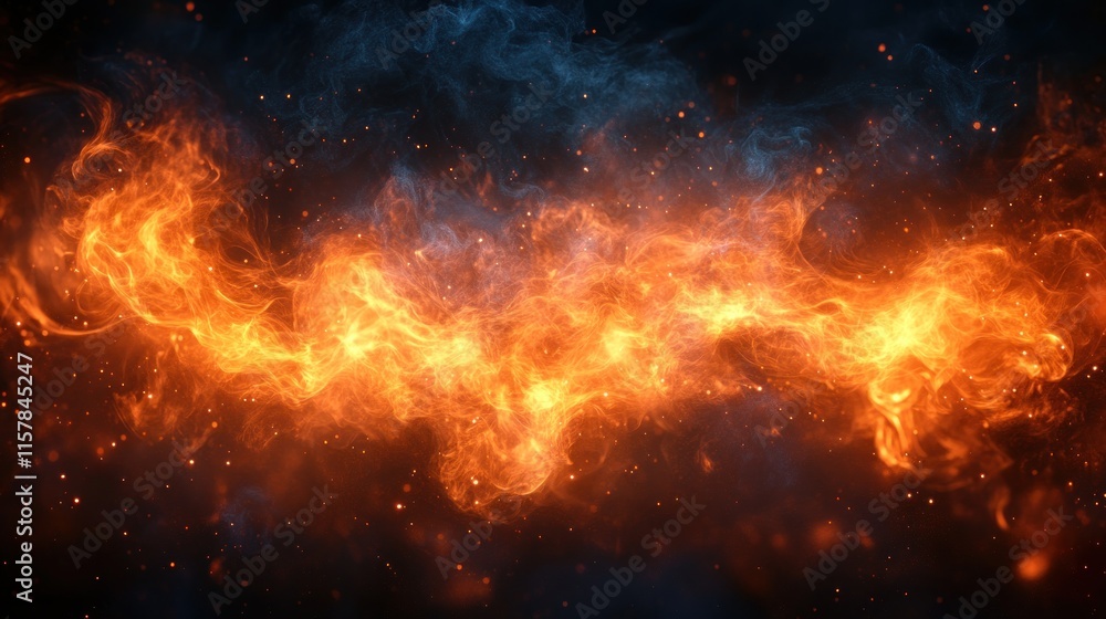 A vibrant display of swirling orange and blue flames against a dark background. A vibrant display of swirling orange and blue flames against a dark background.
