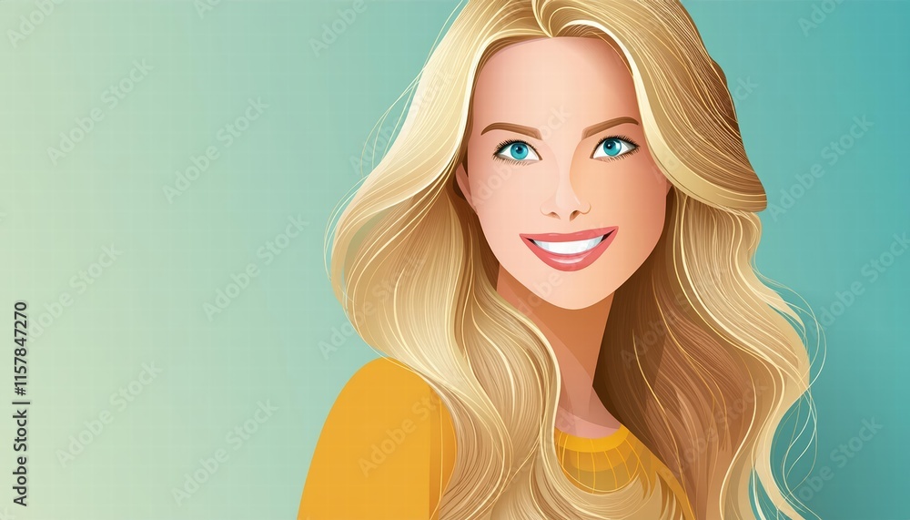 Smiling Young Woman with Long Blonde Hair Posing Against a Soft Pastel Background, Radiating Joy and Confidence, Perfect for Lifestyle and Beauty Themes in Photography Smiling Young Woman with Long Blonde Hair Posing Against a Soft Pastel Background, Radiating Joy and Confidence, Perfect for Lifestyle and Beauty Themes in Photography