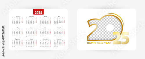 Pocket calendar 2025. Vector illustration