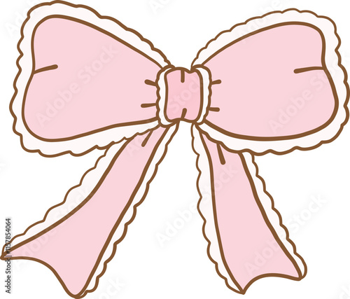 Cute coquette aesthetic pink bows in vintage ribbon style collection.