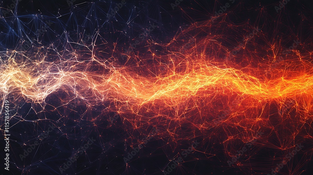 Fiery Digital Painting: Abstract Energy Streams Intertwine Dynamically. AI Generated Fiery Digital Painting: Abstract Energy Streams Intertwine Dynamically. AI Generated