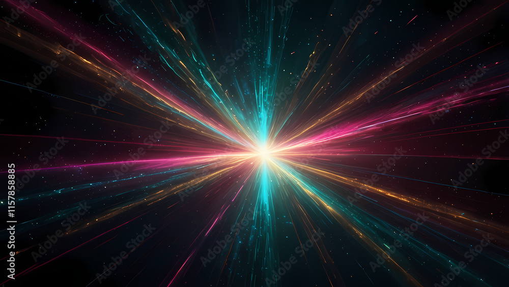 A futuristic abstract plasma beam illustration showcasing vivid streaks of bright pink, cyan, and gold A futuristic abstract plasma beam illustration showcasing vivid streaks of bright pink, cyan, and gold