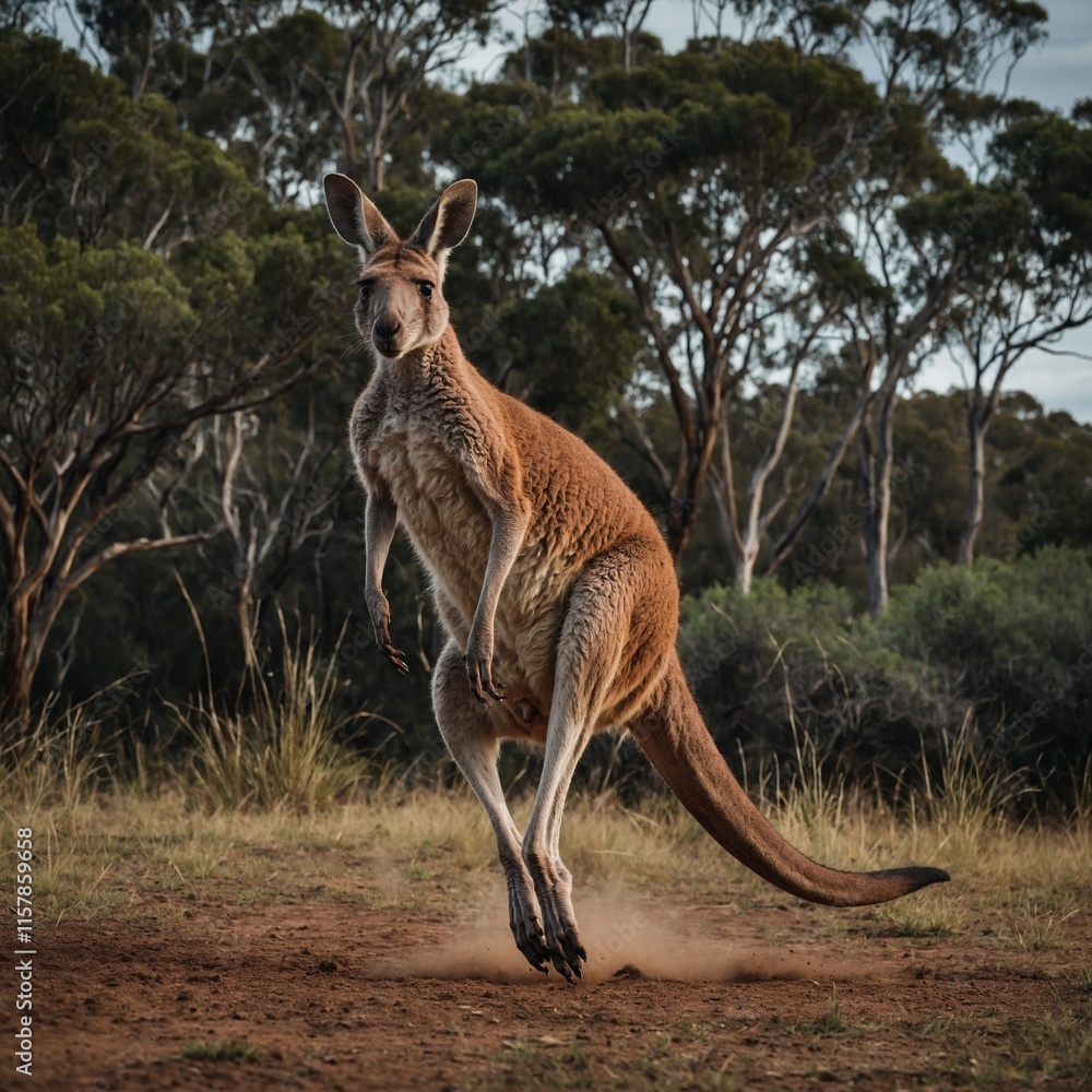 A kangaroo mid-jump, showing its muscular legs. A kangaroo mid-jump, showing its muscular legs.