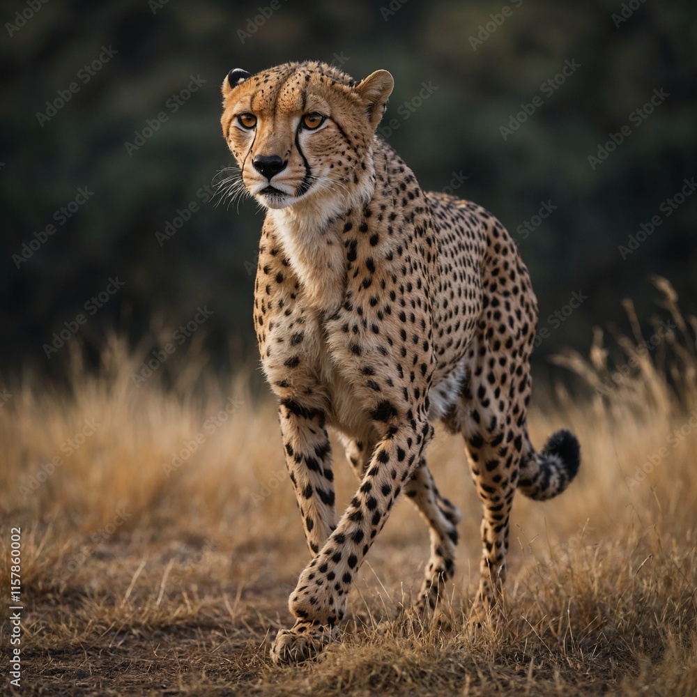 A sleek cheetah in a sprinting position. A sleek cheetah in a sprinting position.