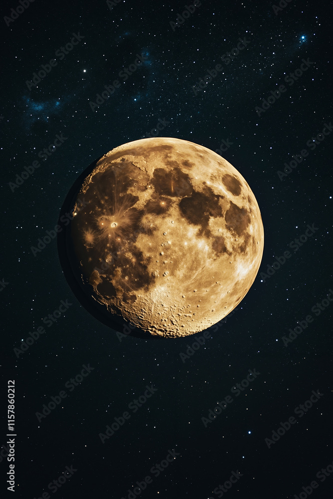 Obraz premium A full moon in the night sky with stars in the background