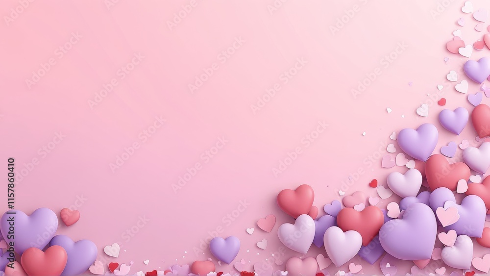 Pastel heart explosion on pink background for romantic celebration design Pastel heart explosion on pink background for romantic celebration design