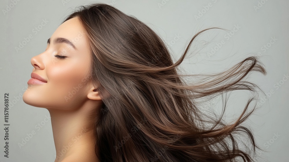 Stunning Woman with Flowing Brown Hair - A Breathtaking Portrait of Beauty and Grace Stunning Woman with Flowing Brown Hair - A Breathtaking Portrait of Beauty and Grace