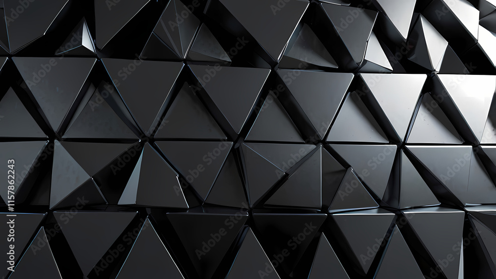 A futuristic flat background design with interconnected triangles in metallic silver and black, forming a tech-inspired pattern with a sleek and modern look A futuristic flat background design with interconnected triangles in metallic silver and black, forming a tech-inspired pattern with a sleek and modern look