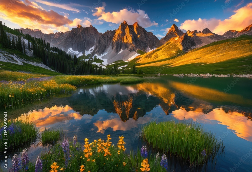 Fototapeta premium stunningly beautiful views pristine mountain ranges endless scenic landscapes majestic peaks, vistas, wilderness, nature, skies, stones, summits, horizons