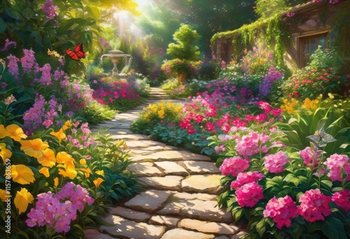 Wallpaper Mural captivating outdoor spaces filled lush colorful inviting natural elements refreshing experience, greenery, flower, nature, landscape, garden, plants Torontodigital.ca