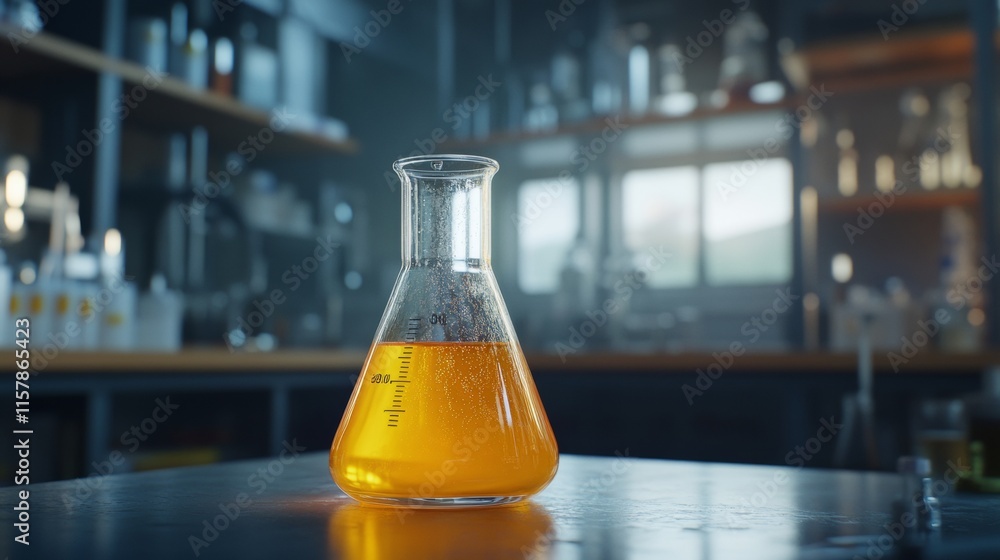 glass flask with liquid in a laboratory glass flask with liquid in a laboratory