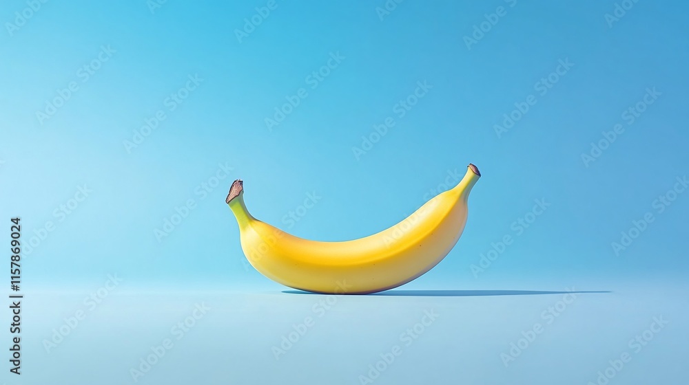 Single ripe yellow banana on blue background. Single ripe yellow banana on blue background.