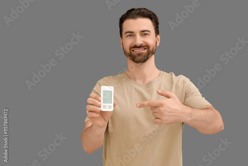 Diabetic young man pointing...