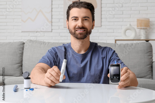 Diabetic young man with lan...