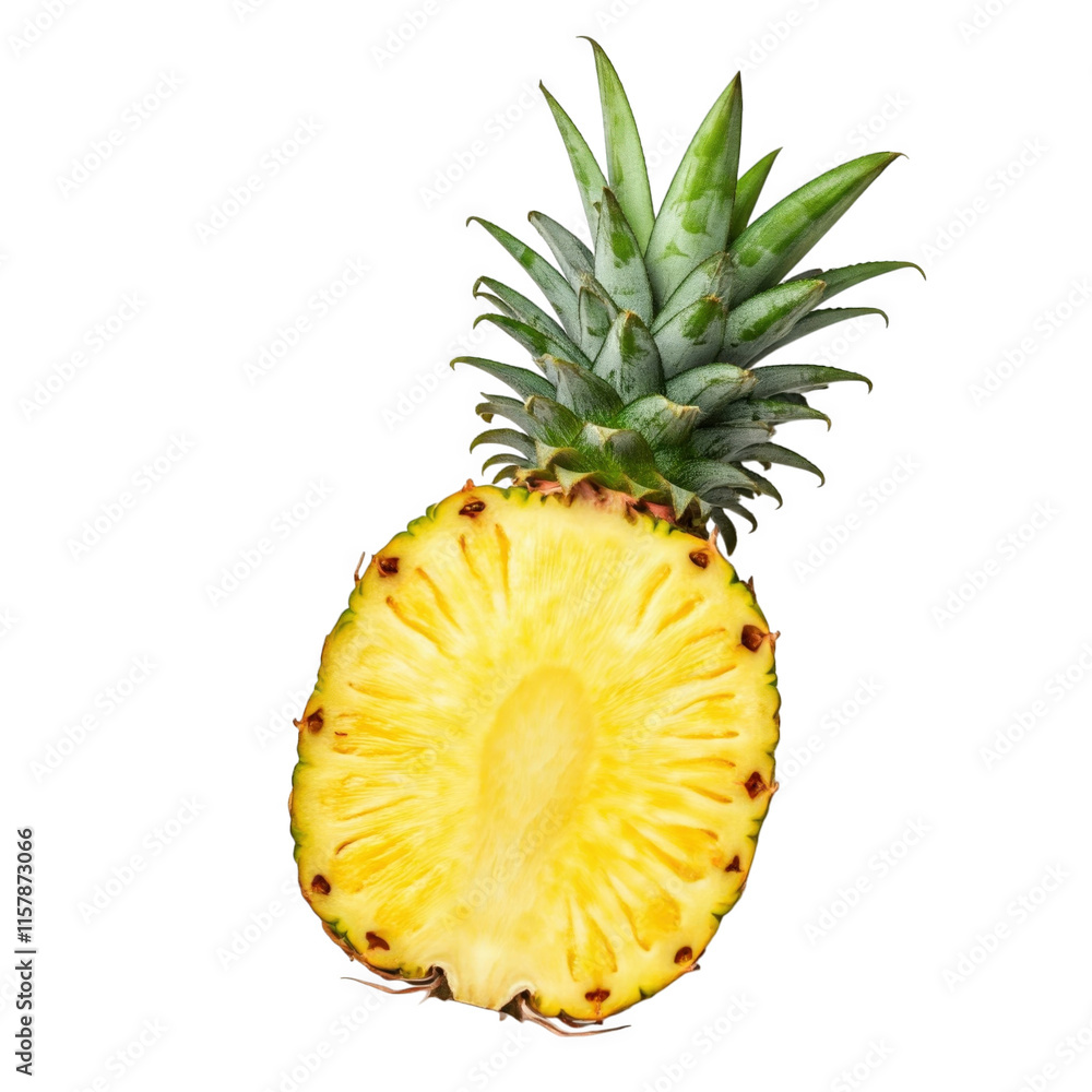 A slice of pineapple cut isolated on transparent background png A slice of pineapple cut isolated on transparent background png