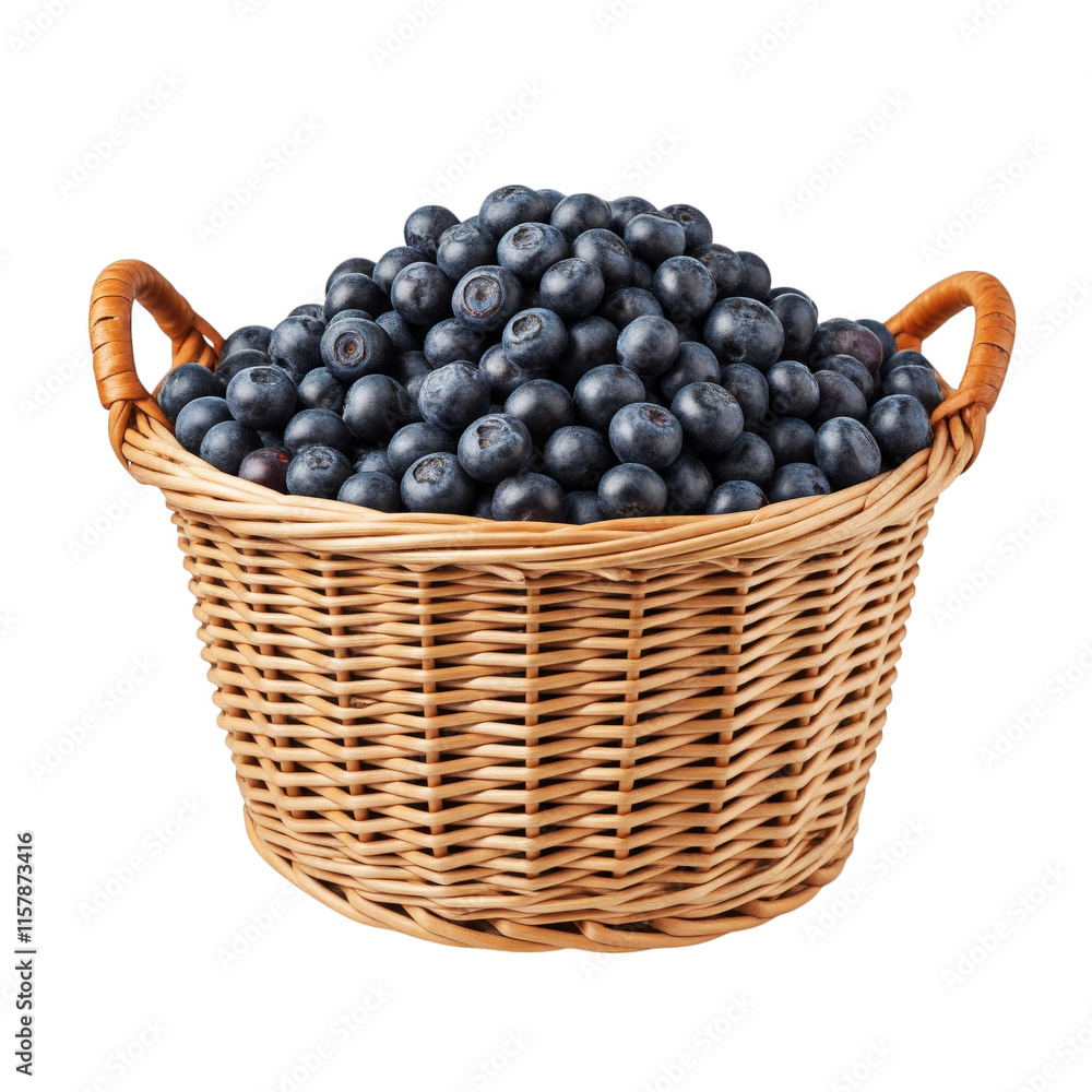 Blueberries in a wicker basket isolated on transparent background png Blueberries in a wicker basket isolated on transparent background png