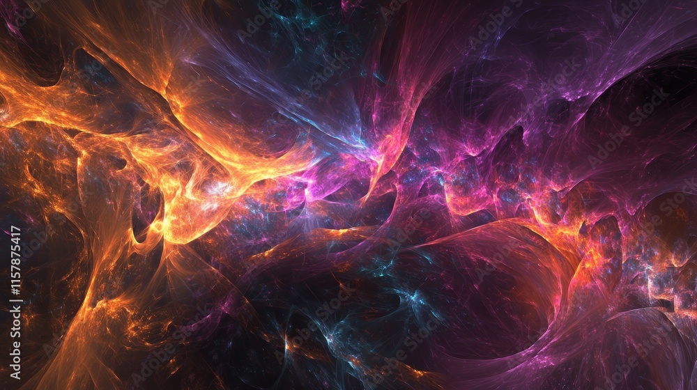 Abstract cosmic nebula, vibrant colors, swirling gases Abstract cosmic nebula, vibrant colors, swirling gases