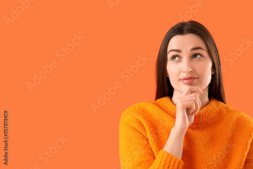 Wondering young woman on or...