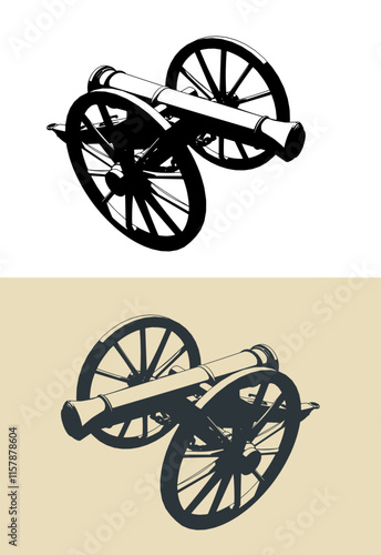 Artillery cannon illustrations