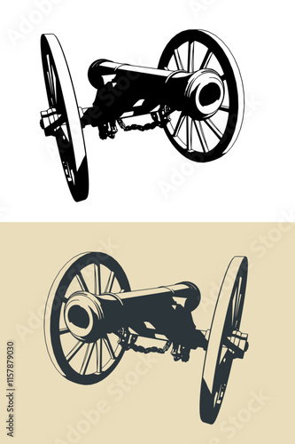 Vintage artillery cannon close-up