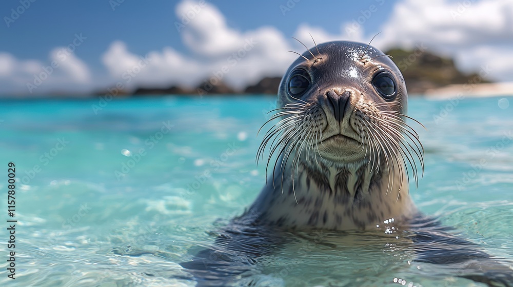 Fototapeta premium Curious Seal in Crystal Clear Waters