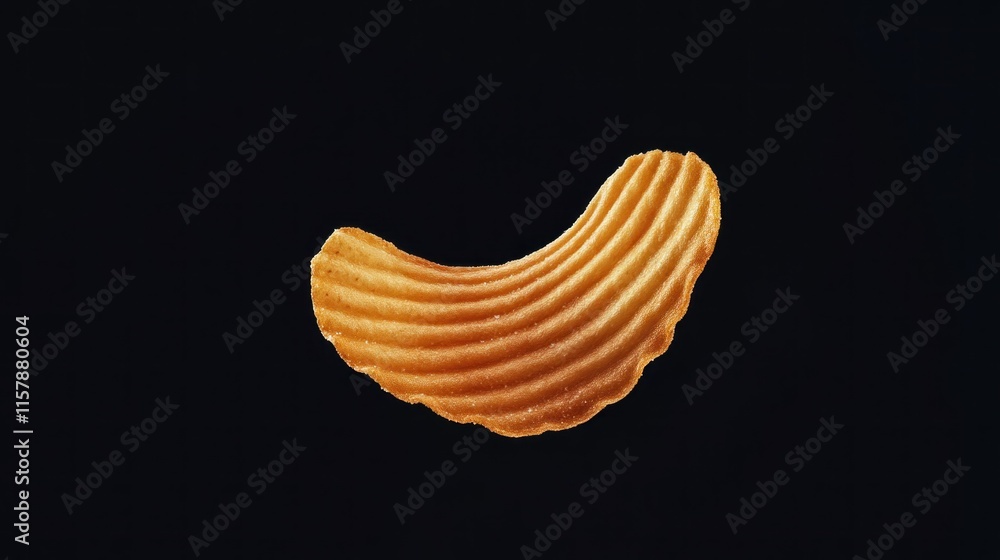 Obraz premium Crispy potato chip kitchen food photography dark background close-up snack appeal
