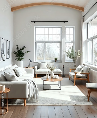 Cozy Scandinavian Living Room with Natural Light