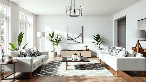 Modern Minimalist Living Room with Natural Light - Transitional Style Interior Design