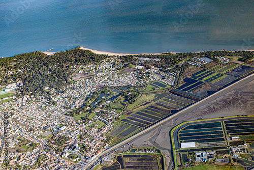 Noirmoutiers Island in french atlantic ocean from aerial view photo