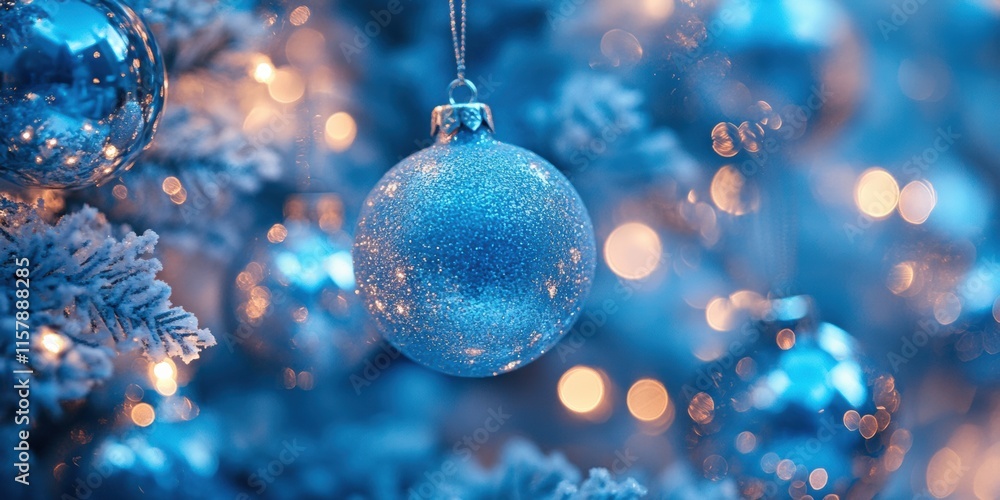 Fototapeta premium Christmas tree decorations festive home photography cozy environment close-up view holiday spirit