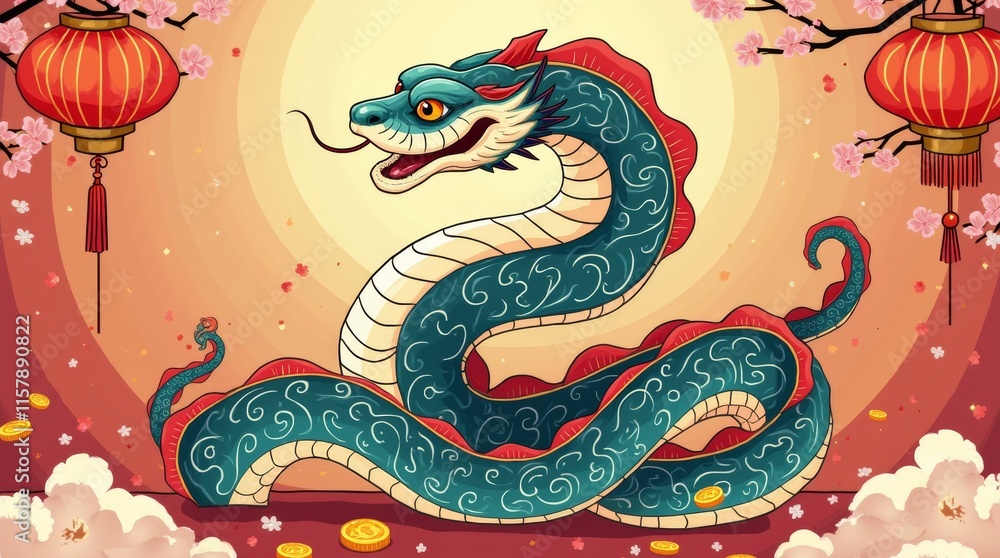 Obraz premium illustration celebrating the Year of the Snake