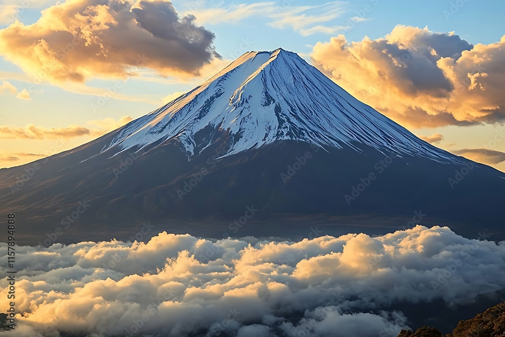 Majestic Mount Fuji at Sunrise Above the Clouds Majestic Mount Fuji at Sunrise Above the Clouds