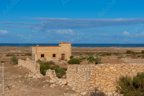 Seaside landscape of the Moroccan countryside seen from along the road in the Safi region