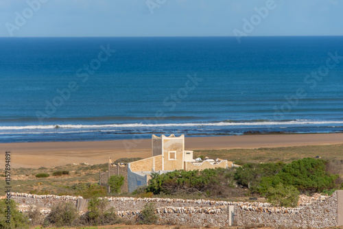 Seaside landscape of the Moroccan countryside seen from along the road in the Safi region